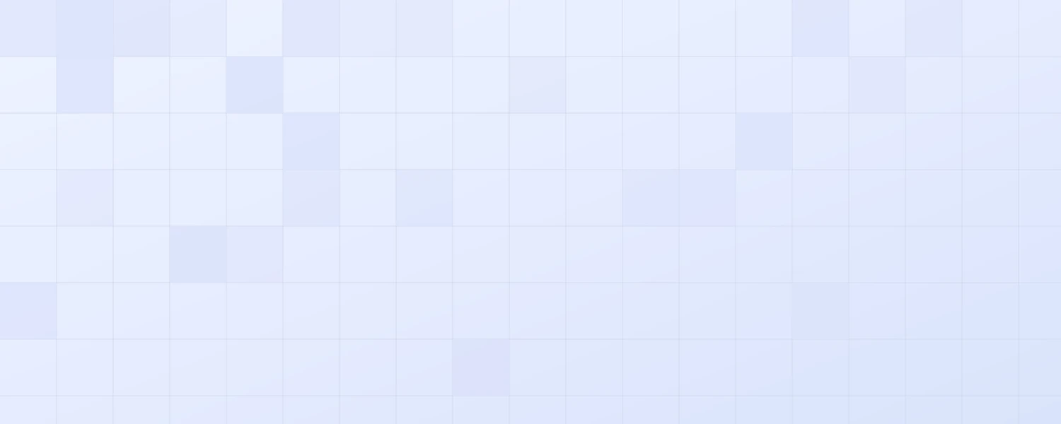 Soft blue Notion cover with a fine line grid and scattered mosaic squares