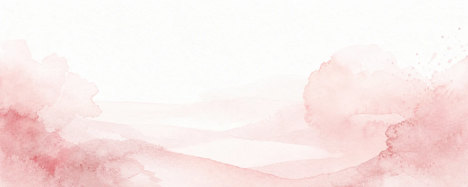 Abstract blush and dusty rose watercolor wash on white paper