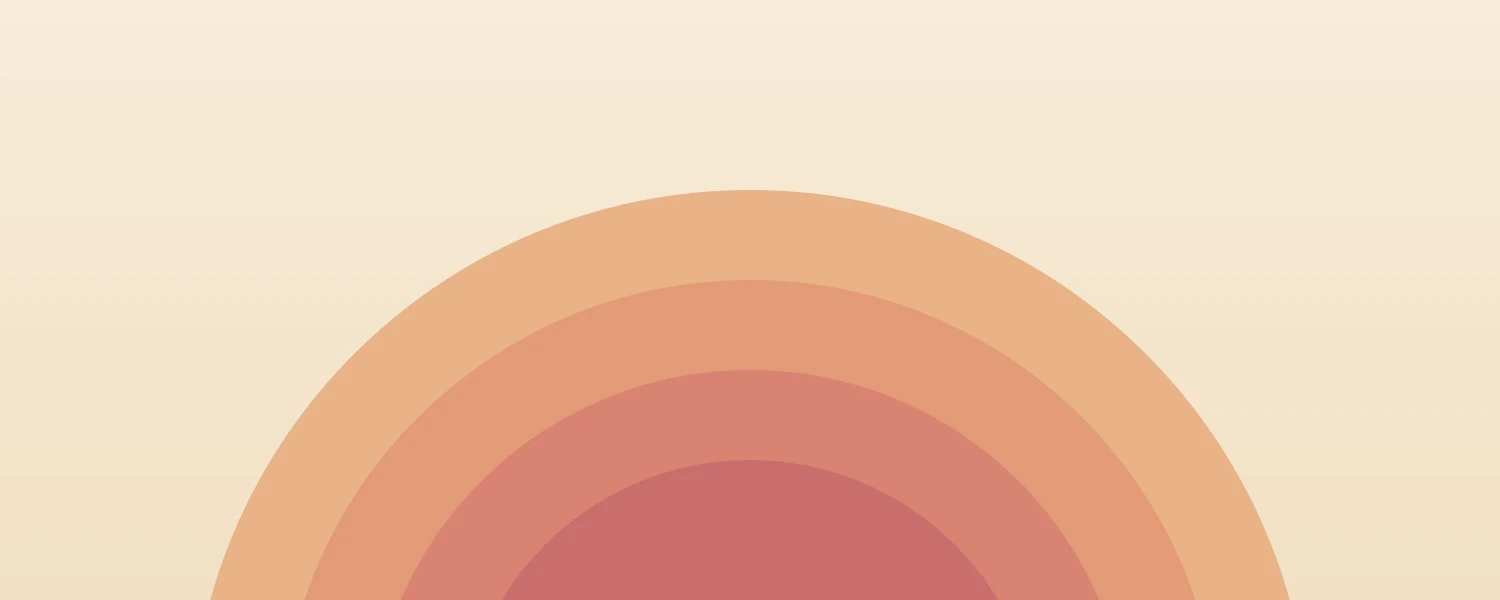 Retro Notion cover with concentric warm sunset arcs on cream