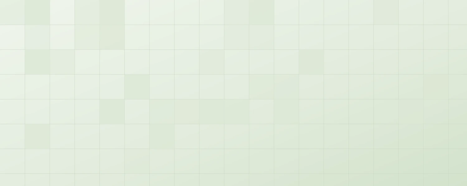 Muted sage green Notion cover with a line grid and mosaic squares